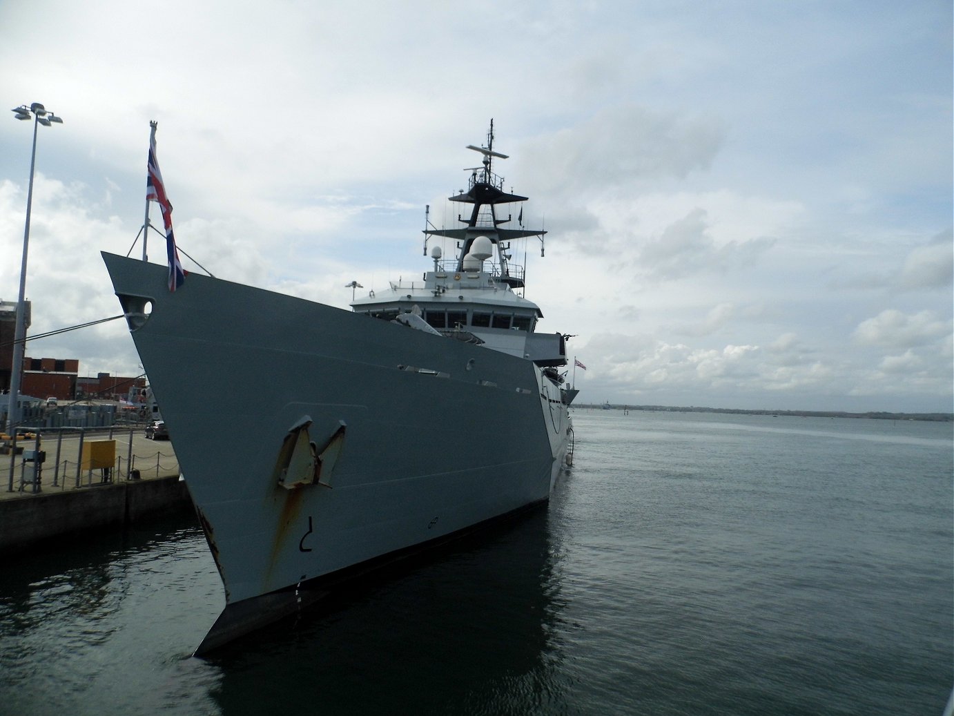River class offshore patrol vessel H.M.S. Mersey at Portsmouth Naval Base 23 April 2019