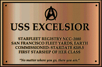 USS Excelsior dedication plaque.