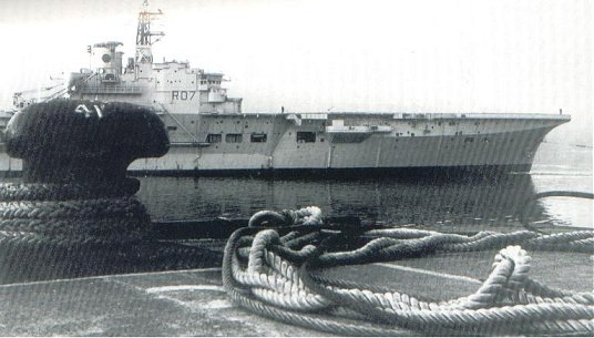 HMS Albion towed to her final resting place, 22nd November 1973. Image copyright © FAAM.