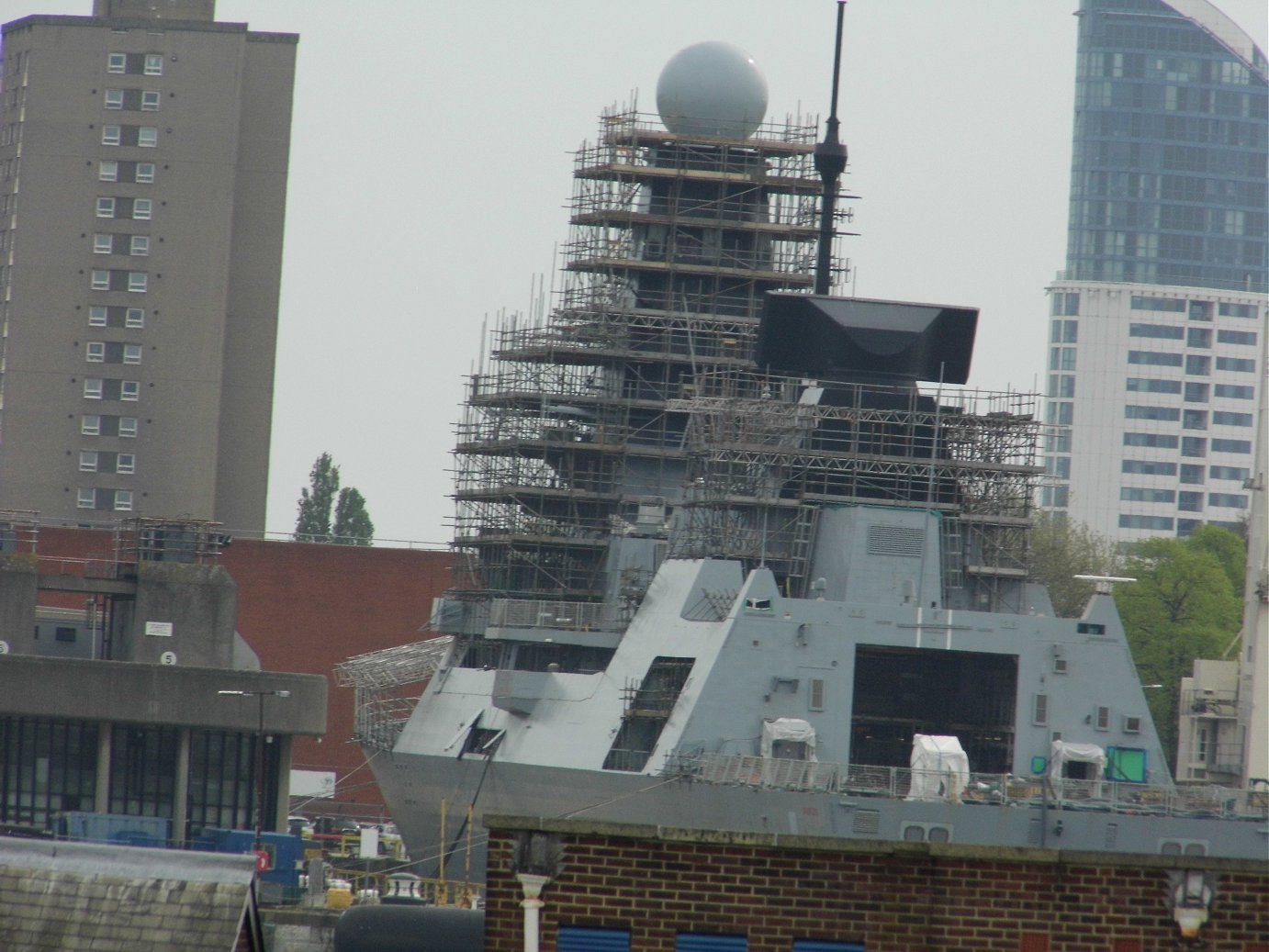 Type 45 destroyer H.M.S. Dauntless D33 at Portsmouth Naval Base 23 April 2019