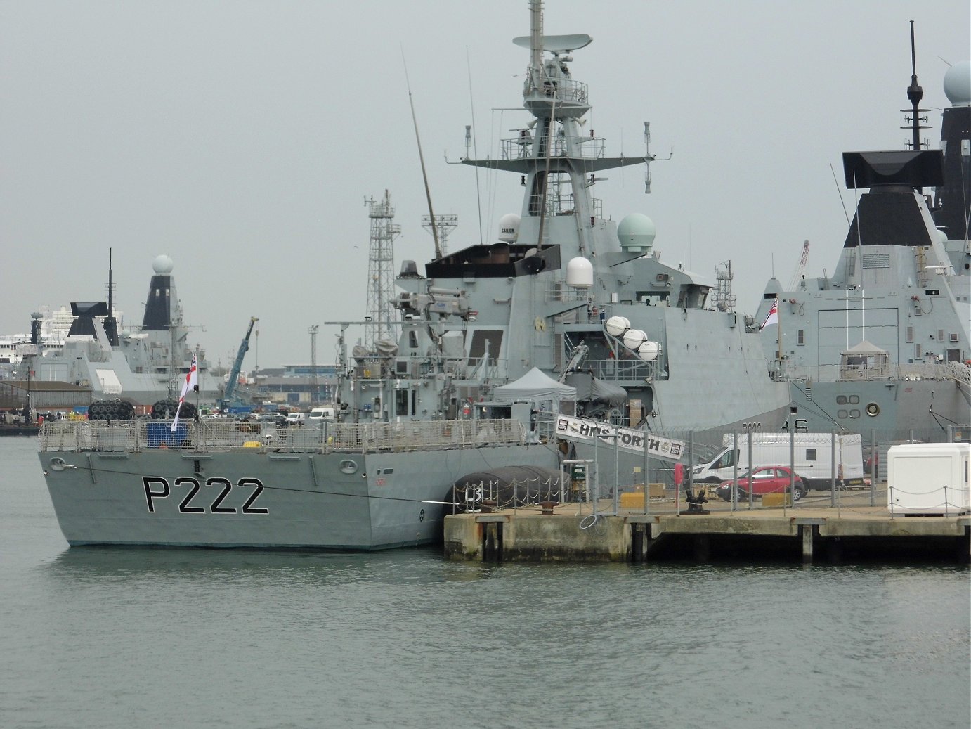 River class offshore patrol vessel H.M.S. Forth at Portsmouth Naval Base 23 April 2019