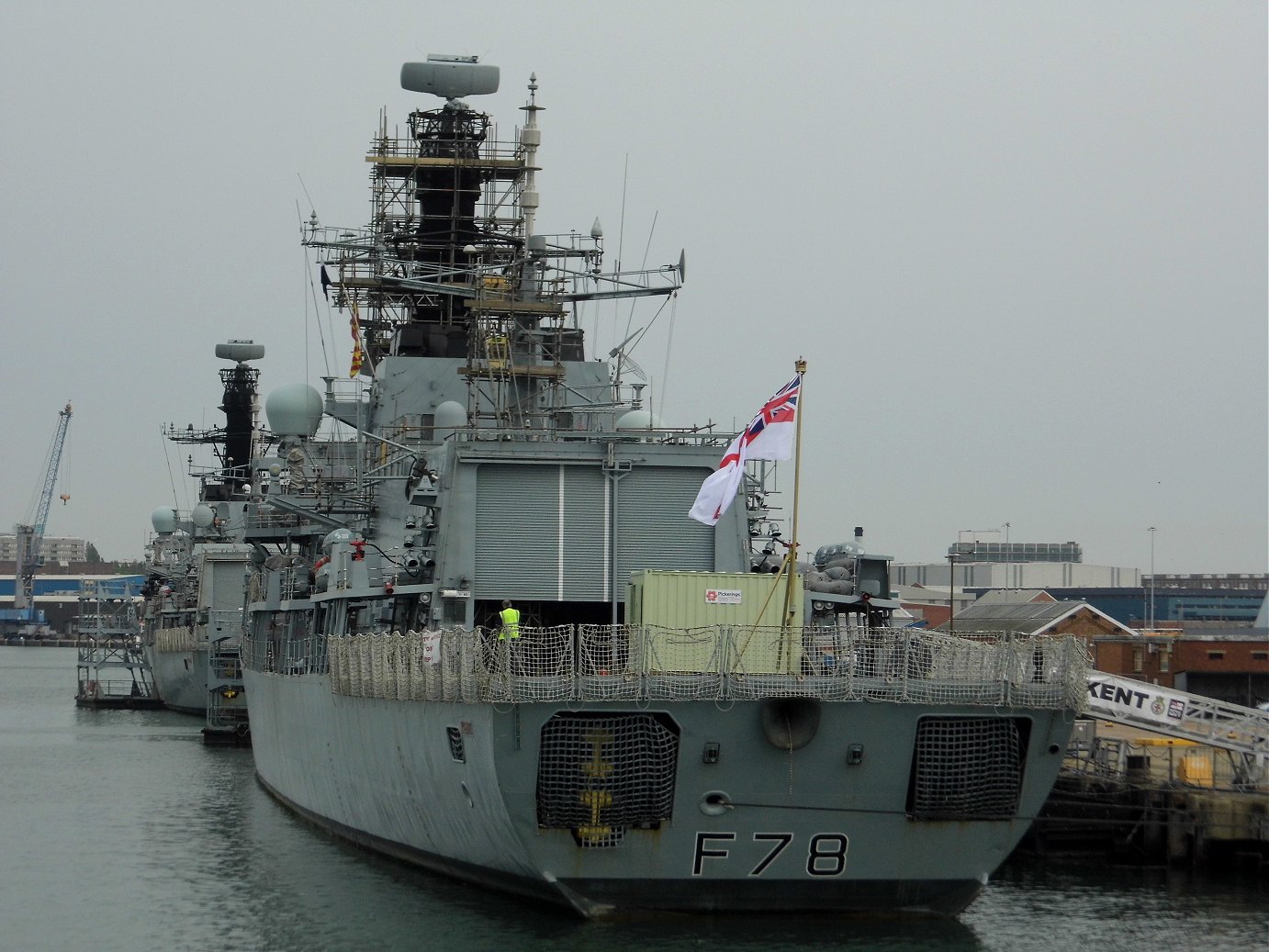 Type 23 frigate H.M.S. Kent F78 at Portsmouth Naval Base 23 April 2019