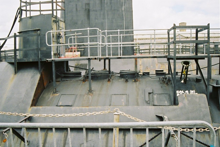 Cold War warrior H.M.S. Valiant showing the scars of an early defuelling technique at Plymouth Navy Days 2006