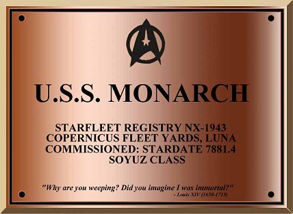 U.S.S. Monarch dedication plaque.