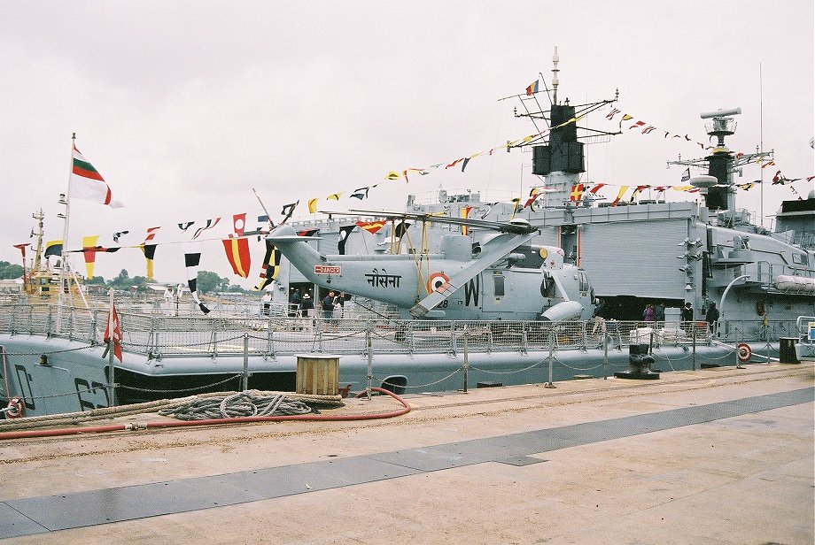 INS Mumbai (D62), third of the Delhi-class guided-missile destroyers, Trafalgar 200, Portsmouth 2005. 