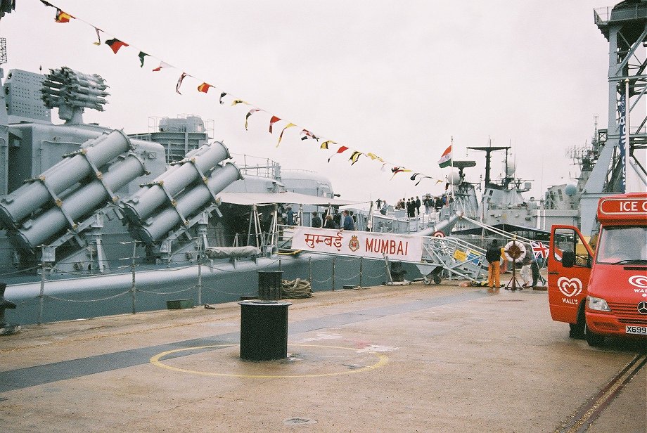 INS Mumbai (D62), third of the Delhi-class guided-missile destroyers, Trafalgar 200, Portsmouth 2005. 