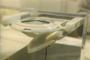  My inspiration for the Oberth class - USS Valiant, NCC 20000 - as seen in Star Trek: Generations. Pictured for a Discovery Channel programme in ILM studios.