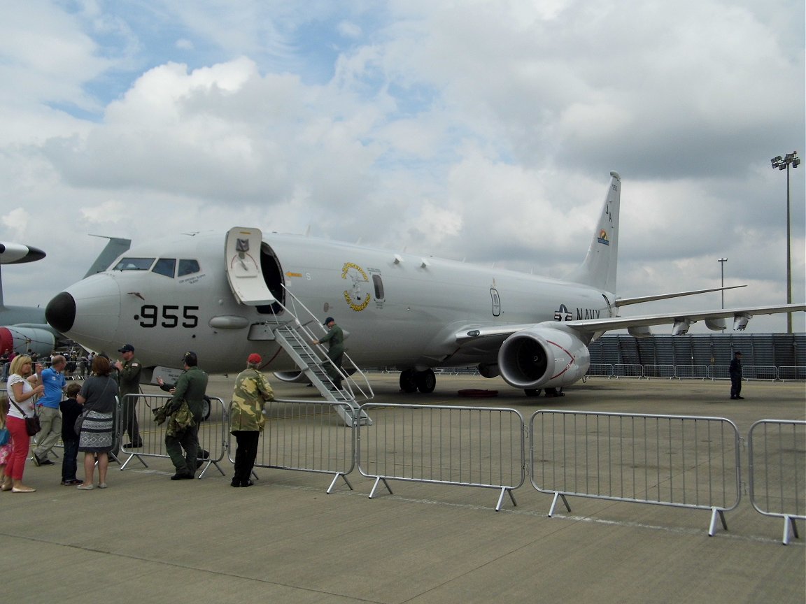 Brand-new P-8A Poseidon maritime patrol aircraft, RAF Waddington July 6th 2014. Is the MoD going shopping?