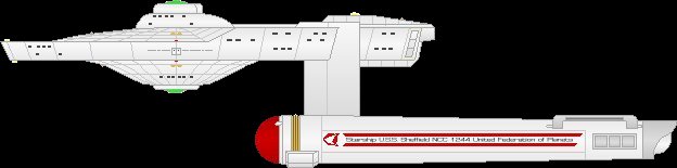 USS Sheffield, Coventry class [variant]. NCC 1244. TOS-era 'Space shiny'.