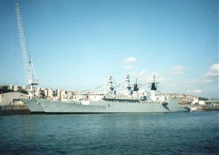 Current Type 22/2 HMS Sheffield, F96, at Plymouth Navy Day. 1999. Photo Copyright © Adrian Jones 1999.
