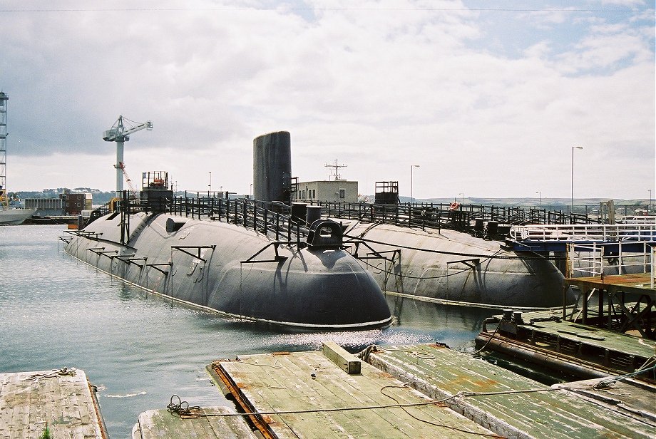 Ex- Cold War submarines L to R - H.M.S. Warspite, Conqueror and Valiant.  Plymouth Navydays 2006